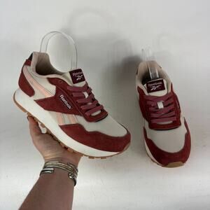 Reebok Royal Ultra Sneakers Women's 8.5 White Burgundy Low Top Running Shoes